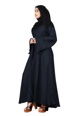 Justkartit Beads Work Casual Wear Fashionable Nida Abaya Burkha With Chiffon Hijab 2