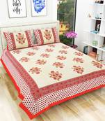 Jaipuri Hand Block Printed Traditional 200TC Cotton Double Bedsheet with 2 Pillow Covers