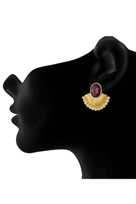 Gold crystal chandbali 2