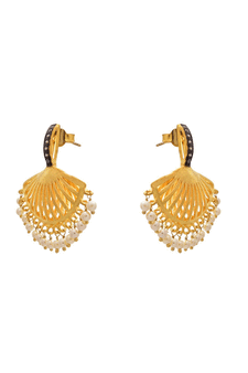 Gold pearl danglers-drops