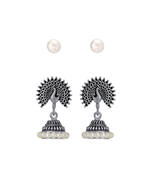 Silver pearl jhumkas