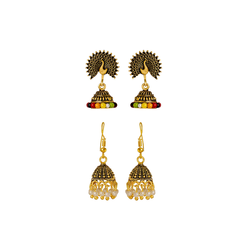 Gold pearl jhumkas JFL Jewellery for Less 3009864