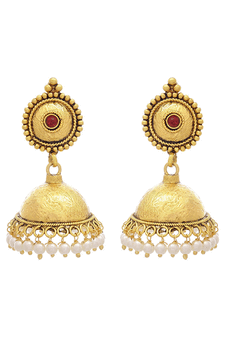Red pearl jhumkas
