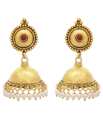 Red pearl jhumkas