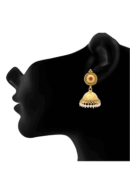 Red pearl jhumkas 2