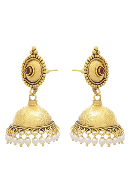 Red pearl jhumkas 3