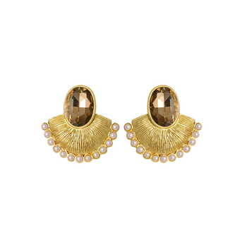 Gold crystal chandbali 1