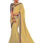 beige plain chiffon saree with blouse
