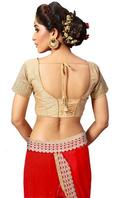 red embroidered georgette saree with blouse 5
