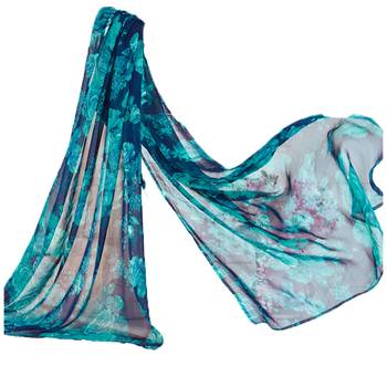 Dark-navy-blue floral print synthetic unstitched salwar with dupatta 4