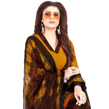 Orange floral print synthetic unstitched salwar with dupatta 2