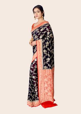 Multicolor  woven banarasi saree with blouse 2