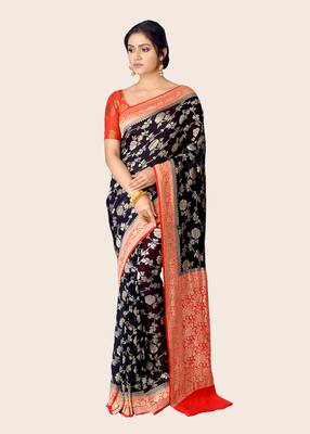 Multicolor  woven banarasi saree with blouse 5