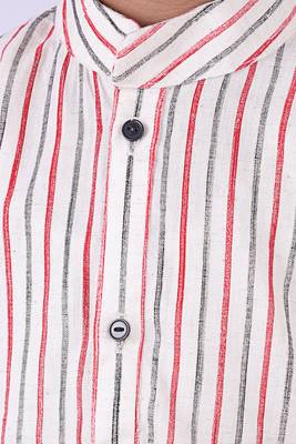 Cotton Khadi Red and Black Strips with Red Chudidar 2