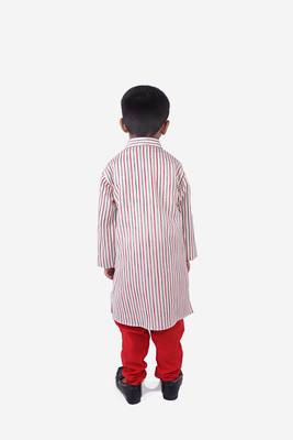 Cotton Khadi Red and Black Strips with Red Chudidar 4