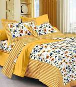 Yellow Cotton King Size Double Bedsheet with Pillow Cover