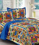 Blue Cotton King Size Double Bedsheet with Pillow Cover