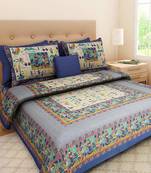 Blue Cotton King Size Double Bedsheet with Pillow Cover
