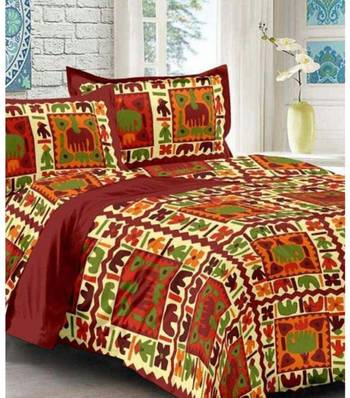 Maroon Cotton King Size Double Bedsheet with Pillow Cover 1