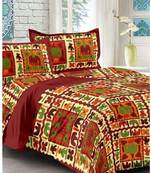 Maroon Cotton King Size Double Bedsheet with Pillow Cover