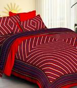Jaipuri Cotton Red & Blue King Size Double Bedsheet with Pillow Cover