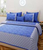 Blue Cotton King Size Double Bedsheet with Pillow Cover