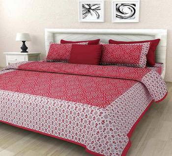 Red Cotton King Size Double Bedsheet with Pillow Cover 1