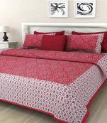Red Cotton King Size Double Bedsheet with Pillow Cover