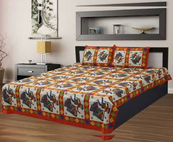 Multicolor Cotton King Size Double Bedsheet with Pillow Cover 1