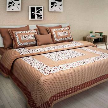Multicolor Cotton King Size Double Bedsheet with Pillow Cover 1