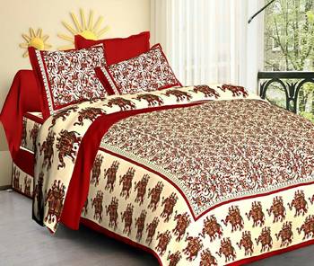 Multi Cotton Jaipuri King Size Double Bedsheet with Pillow Cover 2