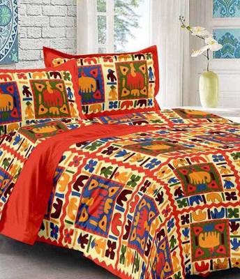 Multicolor Cotton King Size Double Bedsheet with Pillow Cover 1
