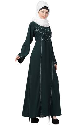 Casual Abaya With Floral Design At Chest 2