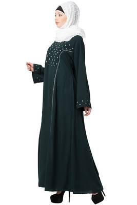 Casual Abaya With Floral Design At Chest 3