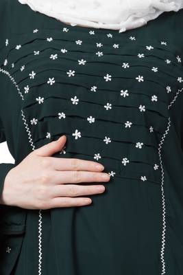 Casual Abaya With Floral Design At Chest 4