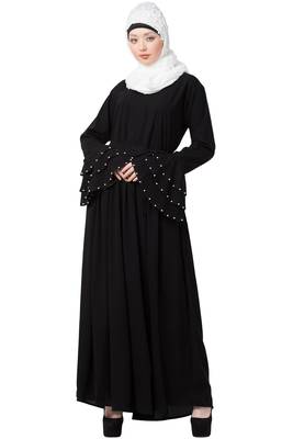 A-Line Nida Abaya With Bell Sleeves 1
