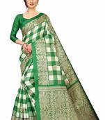 Green printed art silk sarees saree with blouse