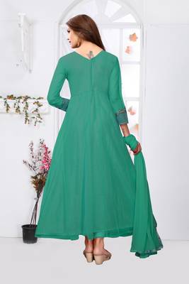 Green embroidered net salwar anarkali suit 3