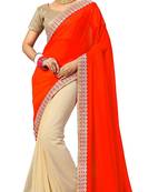 orange embroidered georgette saree with blouse