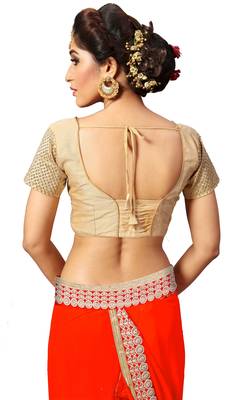 orange embroidered georgette saree with blouse 5