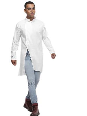 White Plain Cotton Men Kurtas 1