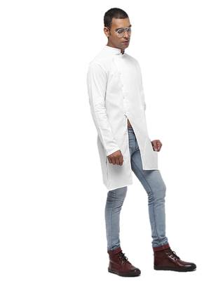 White Plain Cotton Men Kurtas 2
