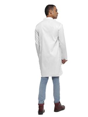 White Plain Cotton Men Kurtas 3