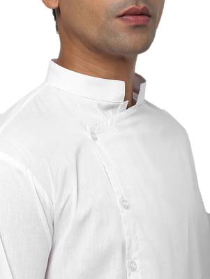 White Plain Cotton Men Kurtas 5
