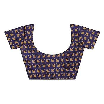 cream printed art silk saree with blouse 5