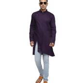 Purple Plain Cotton Men Kurtas