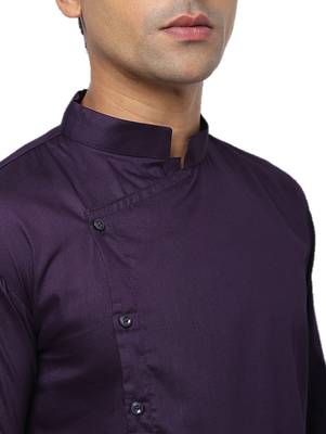 Purple Plain Cotton Men Kurtas 5