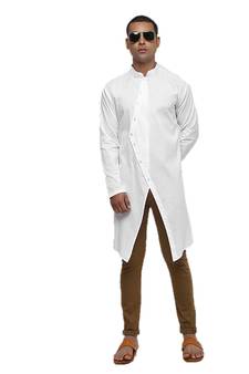 White Plain Cotton Men Kurtas