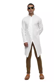 White Plain Cotton Men Kurtas