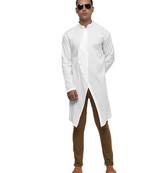 White Plain Cotton Men Kurtas